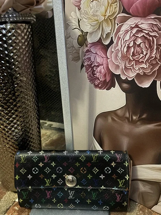 Louis Vuitton Takashi Murakami Monogram Multicolore Sarah Wallet in - Picture 2 of 13